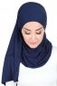Kaisa - Marineblå Praktisk Bumull Hijab