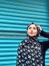 Kenza - Svart Mønstret Bomull Hijab - Mirach