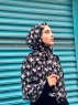Kenza - Svart Mønstret Bomull Hijab - Mirach