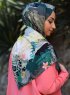 Khawla - Grønn & Khaki Mønstret Bomull Hijab