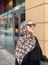Lamia - Creme Mønstret Crepe Hijab - Mirach