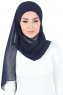 Malin - Marineblå Praktisk Chiffon Hijab