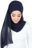 Malin - Marineblå Praktisk Chiffon Hijab