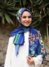 Marwa - Blå Mønstret Crepe Hijab