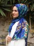 Marwa - Blå Mønstret Crepe Hijab