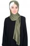Mikaela - Khaki & Creme Praktisk Bumull Hijab