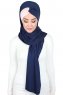 Mikaela - Marineblå & Gammelrosa Praktisk Bumull Hijab