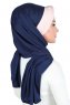 Mikaela - Marineblå & Gammelrosa Praktisk Bumull Hijab
