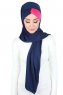 Mikaela - Marineblå & Fuchsia Praktisk Bumull Hijab