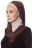 Naz - Brun & Lys Taupe Praktisk One Piece Hijab - Ecardin