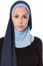 Naz - Marineblå & Lyseblå Praktisk One Piece Hijab - Ecardin