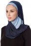 Naz - Marineblå & Lyseblå Praktisk One Piece Hijab - Ecardin