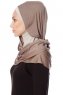 Naz - Mørk Taupe & Lys Taupe Praktisk One Piece Hijab - Ecardin