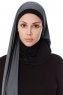 Naz - Mørk Grå & Svart Praktisk One Piece Hijab - Ecardin