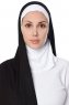 Naz - Svart & Hvit Praktisk One Piece Hijab - Ecardin