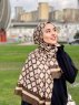 Nona - Brun Mønstret Bomull Hijab - Mirach