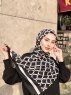Nona - Svart Mønstret Bomull Hijab - Mirach