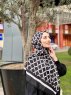 Nona - Svart Mønstret Bomull Hijab - Mirach