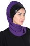 Olga - Lilla & Svart Praktisk Hijab