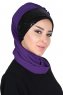 Olga - Lilla & Svart Praktisk Hijab