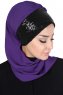 Olga - Lilla & Svart Praktisk Hijab