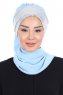 Olga - Lyseblå & Sølv Praktisk Hijab