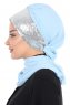 Olga - Lyseblå & Sølv Praktisk Hijab