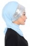 Olga - Lyseblå & Sølv Praktisk Hijab