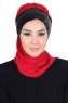 Olga - Rød & Svart Praktisk Hijab
