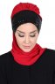 Olga - Rød & Svart Praktisk Hijab
