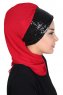 Olga - Rød & Svart Praktisk Hijab