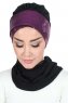 Olga - Svart & Fuchsia Praktisk Hijab