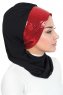 Olga - Svart & Rød Praktisk Hijab