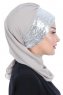 Olga - Taupe & Sølv Praktisk Hijab