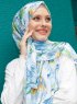 Pariza - Blå Blad Mønstret Hijab