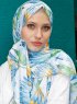 Pariza - Blå Blad Mønstret Hijab