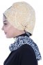 Regina - Marineblå & Gul Chiffon Instant Turban