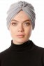 Shereen - Lysegrå Crepe Chiffon Turban - Sehr-i Sal