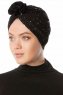 Shereen - Svart Crepe Chiffon Turban - Sehr-i Sal