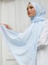 Yumna - Lyseblå Mønstret Hijab