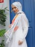 Yumna - Hvit Mønstret Hijab