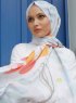 Yumna - Hvit Mønstret Hijab