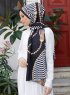 Yumna - Mørk Marineblå Mønstret Hijab