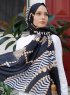 Yumna - Mørk Marineblå Mønstret Hijab