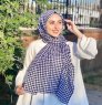 Soheila - Marineblå & Hvit Mønstret Bomull Hijab