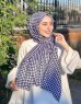 Soheila - Marineblå & Hvit Mønstret Bomull Hijab