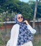Tanaz - Svart Mønstret Bomull Hijab
