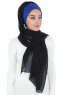 Vera - Blå & Svart Praktisk Chiffon Hijab