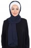 Vera - Creme & Marineblå Praktisk Chiffon Hijab