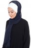 Vera - Creme & Marineblå Praktisk Chiffon Hijab